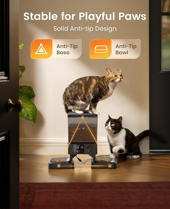 Automatic Cat Feeder for 2 Cats Pets, Timed Cat Food Dispenser