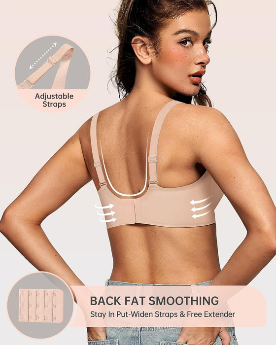 Womens Jelly Bras Wireless Deep V Bralette Comfy Push Up Tshirt Bras
