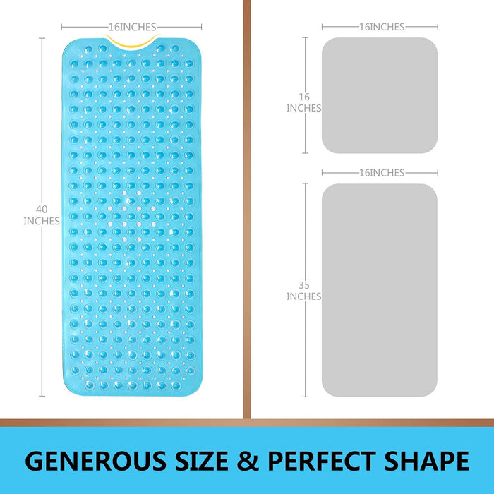 Upgrade Baby Bath Mat Non Slip Extra Long Bathtub Mat for Kids 40 X 16 Inch - Eco Friendly Bath Tub Mat with 200 Big Suc
