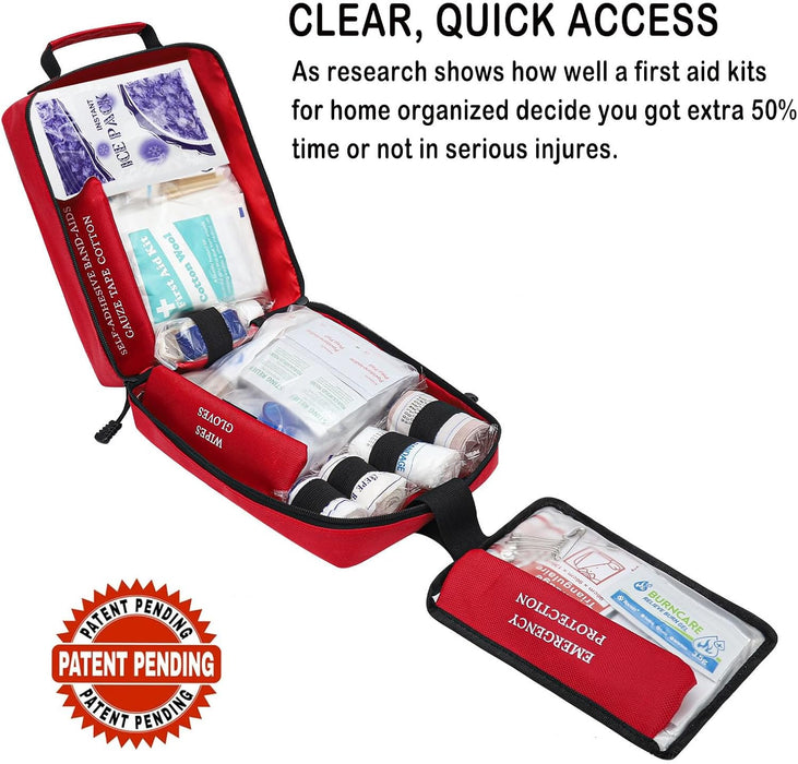 400 Piece Large First Aid Kit for Home, Car, Travel, Camping,Sports
