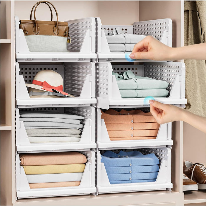 5 Pack Stackable Closet Storage Basket - Stackable Storage Bins