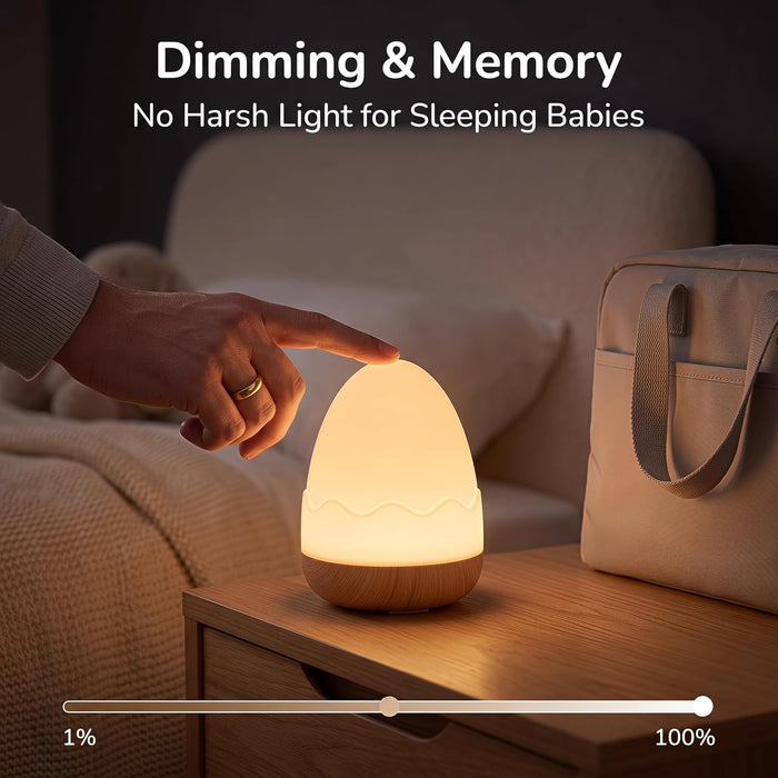 Egg Light for Nursery, Eye-Caring Touch Control Rechargeable Baby Night Light with 13 Color Modes, Dimmable Night Feedin