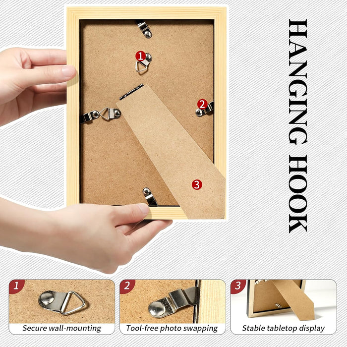 Picture Frames 5x7 2 Pack Made of Solid Wood Black for Wall Mounting and Tabletop Display