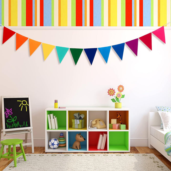 6 Pack Pennant Banner Flags, 72 Flags/8.2 ft, Rainbow Colors