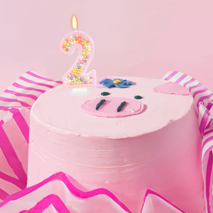 Pastel Macaron Number 2 Candle, 2nd Birthday Decorations for Girl