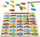 Magnetic Wooden Fishing Game Toy for Preschoolers, Alphabet Fish Catching Counting Games Puzzle with Numbers and Letters