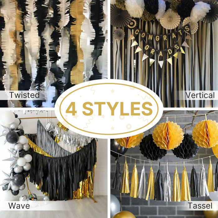 Gold Crepe Paper Streamers 4pcs 328 FT Gold Streamers