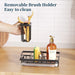 Sponge Holder for Kitchen Sink - Kitchen Sink Caddy Organizer with Removable Drip Tray for Countertop Dish Soap Dispenser Brush Storage Accessories 304 Stainless Steel - Black