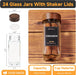 Wooden Lid Magnetic Spice Rack with 24 Jars, 216 Labels, 1 Steel Funnel for Refrigerator，Microwave Oven - Full Set of Sp