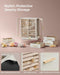 Jewelry Box Organizer, 360° Rotating, 5 Drawers, Cloud White