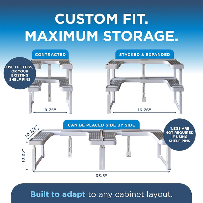 3.0 - Expandable 2 Tiered Spice Rack Organizer for Cabinet & Pantry - Kitchen Seasoning Organizer - Cabinet Spice Racks 
