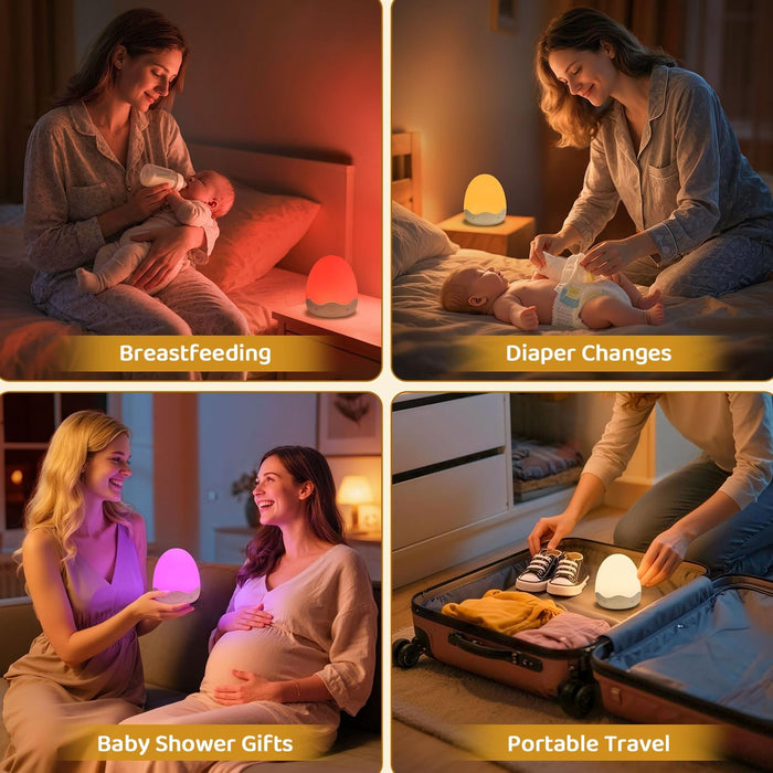 Egg Light for Nursery,10 Colors&Stepless Dimming Baby Night Light