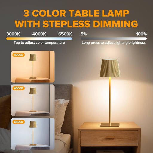 4 Pack Cordless Table Lamp,6000mAh Rechargeable Battery Operated Desk Lamp,Two Adjustable Heights,Waterproof, Touch Cont