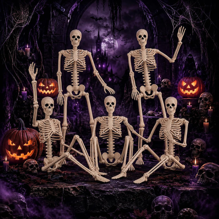 2 Pack 36" Halloween Skeleton Decorations,Human Bones for Halloween Party with Movable Joints,for Haunted Houses, Front Lawn, Graveyard Props