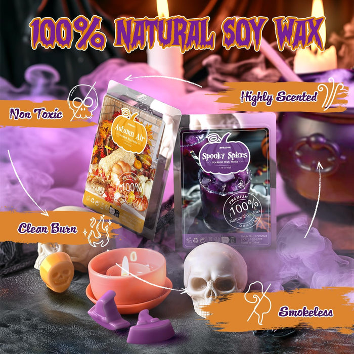 Halloween Scented Wax Melts, Fall Soy Wax Cubes for Wax Warmer, Strong Scent Fragrance Wax Tarts, Autumn Wax Melts Gift 