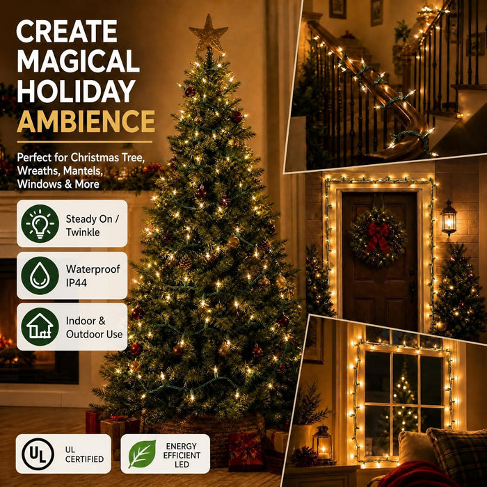 Warm White Christmas Lights Outdoor, 20FT 100 Count Incandescent Christmas Light Indoor, Waterproof Christmas Tree Strin