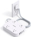 Flat Plug Extension Cord, 4 Widely Power Strip with 4 USB Ports(2 USB C)