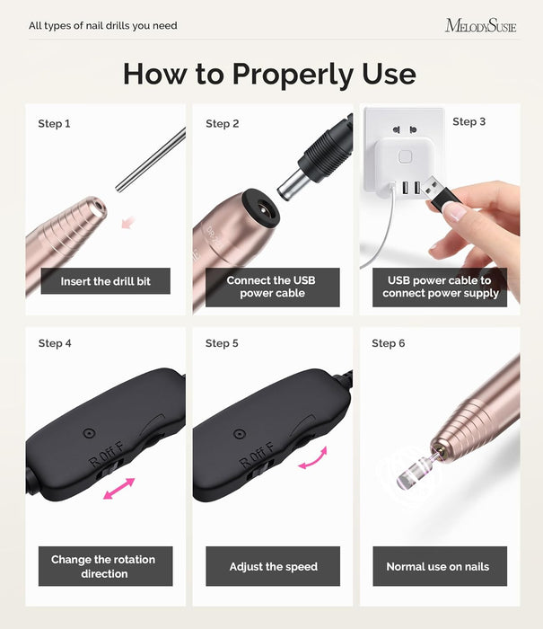 USB Nail Drill PC120I for Gentle Nail Prep