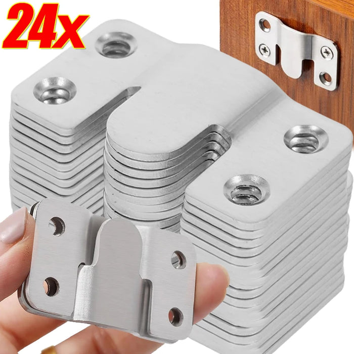 Stainless Steel Interlock Hanging Buckle Heavy Duty Photo Frame Hook Wall Mounted Flush Mount Brackets for Furniture Connector