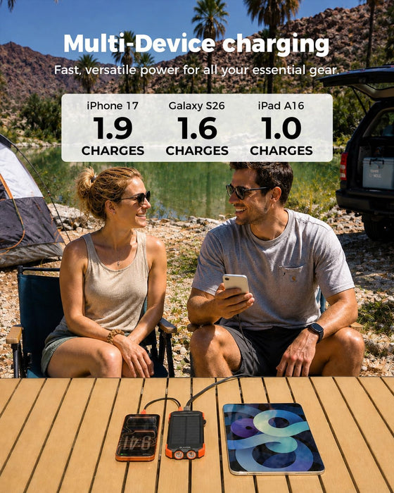 Solar Power Bank 10,000mAh Portable Wireless Charger for Cell Phones