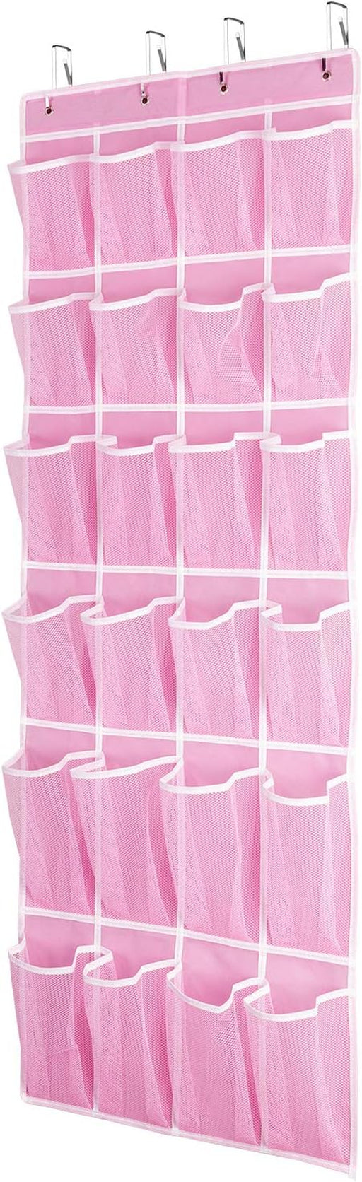 Hanging Shoe Organizer, Over The Door Shoe Organizer with 24 Breathable Mesh Pockets for Men Women Kids Hanging Shoe Sto