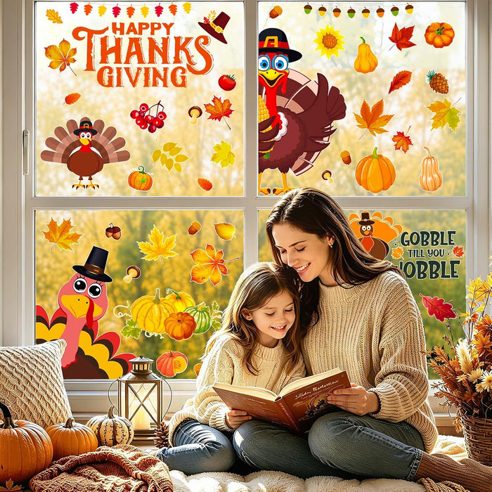 Fall Thanksgiving Window Clings Static Window Decal for Fall Décor