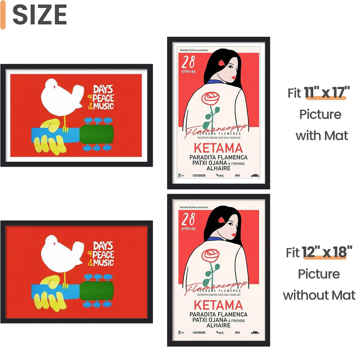 12x18 Picture Frame, Wall Decor Poster Frames, Black 1 Pack
