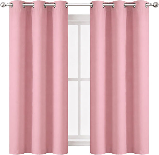Baby Pink Blackout Curtains/42 x 63 Inch/Set of Two Panels Grommet Bedroom Curtains