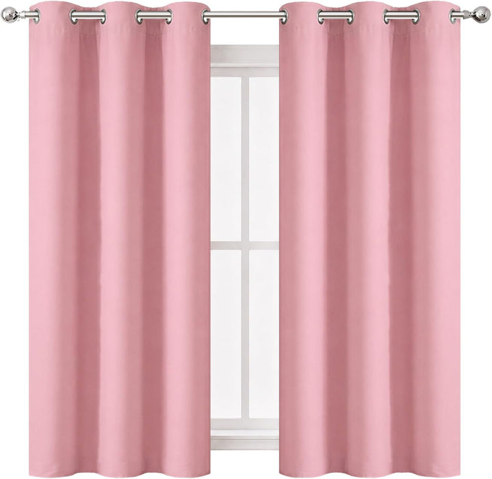 Baby Pink Blackout Curtains/42 x 63 Inch/Set of Two Panels Grommet Bedroom Curtains