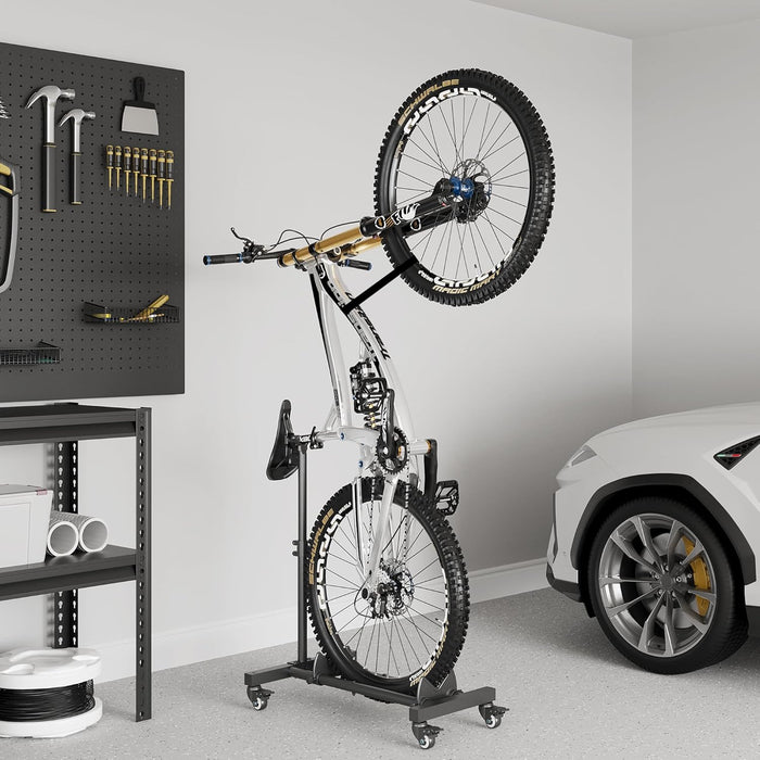 Vertical Bike Stand, Freestanding Bike Rack for Garage Storage, Upright Bicycle Floor Stand with Adjustable Height and 3