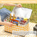 Insulated Picnic Basket, Collapsible Market Basket (Yellow Grid)