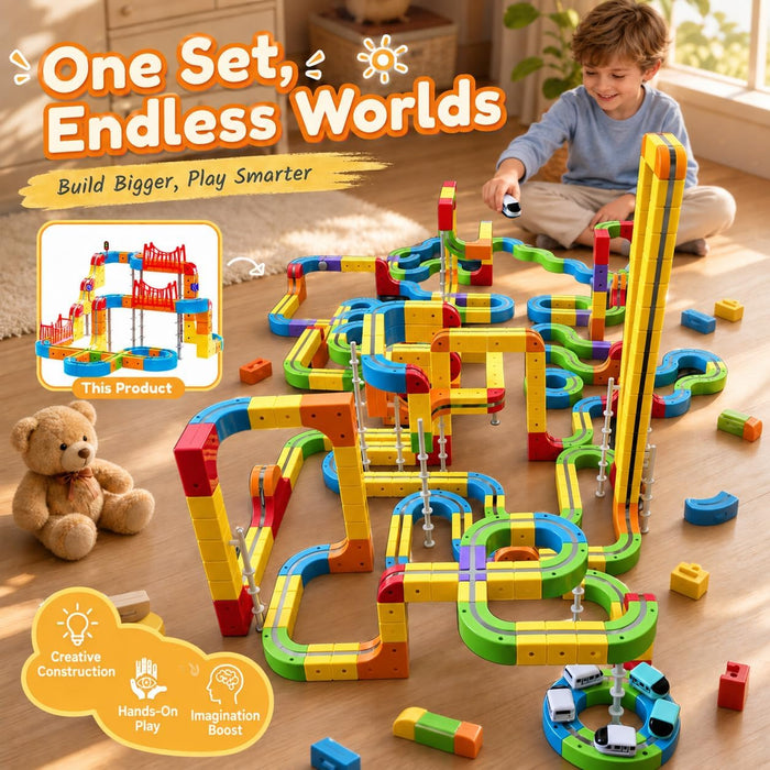Electric Train Set for Kids, Race Track Car STEM Kit (170 Pcs)