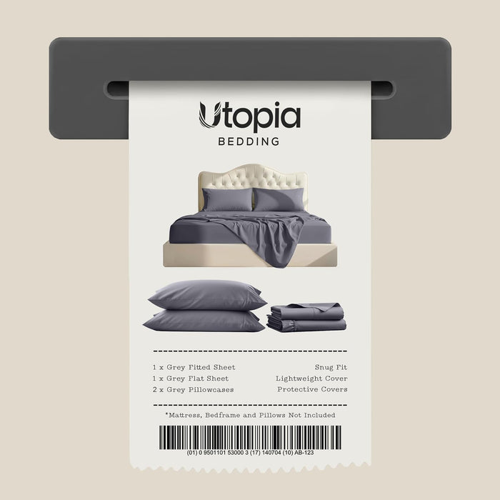 Queen Sheets Set, 4 Pieces 16" Deep Pocket Hotel Luxury Bed Sheets, Grey