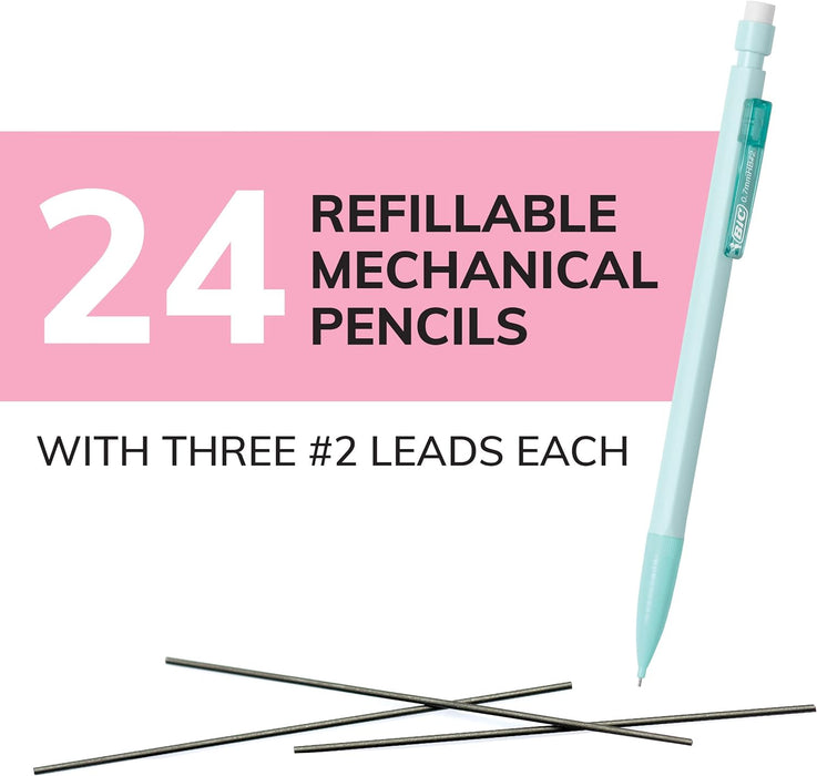 Xtra-Smooth Pastel Mechanical Pencils, Medium Point, 0.7mm, 24-Count