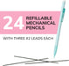 Xtra-Smooth Pastel Mechanical Pencils, Medium Point, 0.7mm, 24-Count