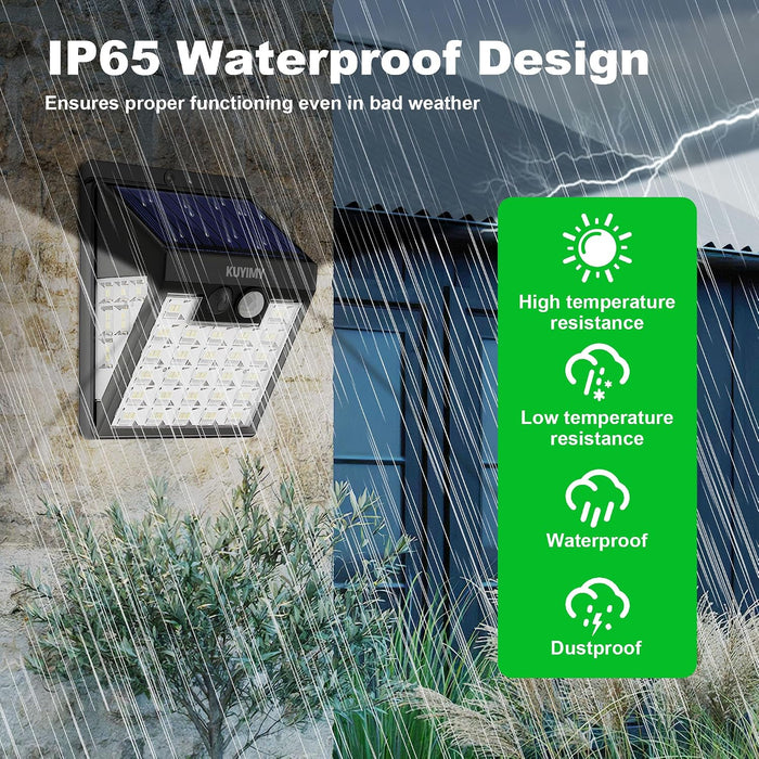 Solar Lights Outdoor, 72 LED Motion Sensor Wall Light, IP65 Waterproof and 3 Lighting Modes, Solar Powered Security Wireless Light Outside for Patio, Garden, Fence, Porch, Front Door(2 Packs)