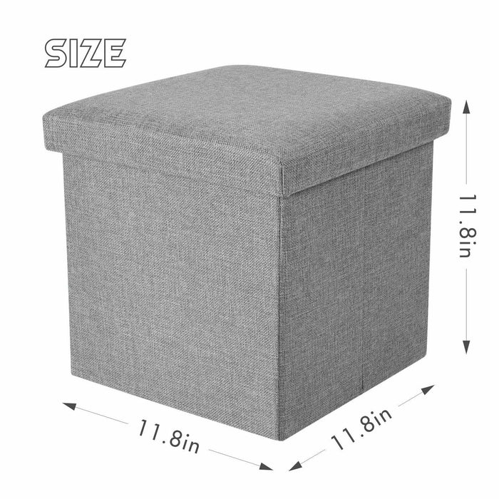 Folding Storage Ottoman Cube Space-Saving Storage Toy Box Foot Rest Stool Seat 11.8"