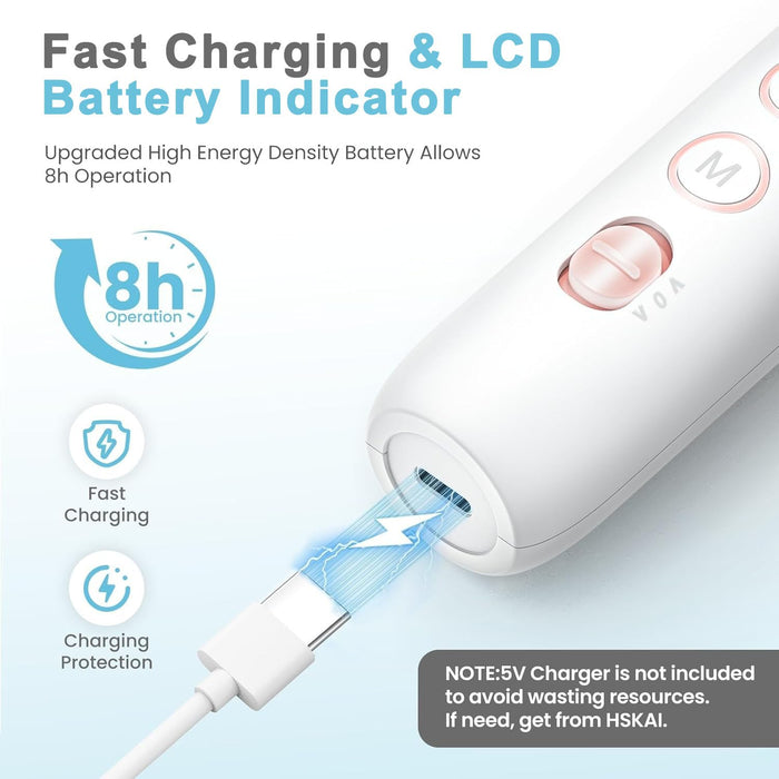 Electric Nail File Drill, Cordless Toe Nail Grinder for Thick Toenails & Callus, 10-Speed 2000mAh Rechargeable Nail File