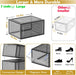Sturdy Clear Shoe Organizer with Magnetic Door, Stackable Shoe Storage Box