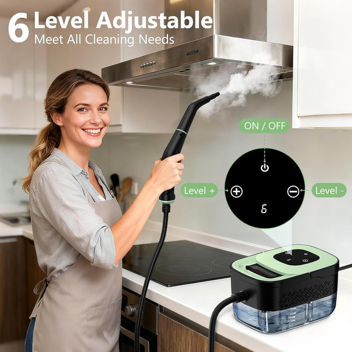 Steam Cleaner, Portable Steamer for Cleaning with 16pcs Accessories, 6-Level Adjustable and 15s Heat-Up, Handheld Steam 