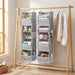 Hanging Closet Organizer 5 Shelf with 4 Side Mesh Pockets, Foldable Closet Organizers and Storage Hanging for Wardrobe, Closet Rod & RV Camping, Front Anti-Slip Support, Grey