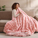 Faux Rabbit Fur Throw for Couch - Blush Pink Bubble Blanket 50"x60"