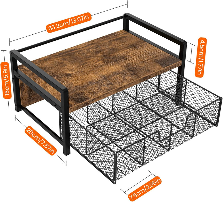 Tea Bag Organizer, Wood Tea Organizers and Storage Chest, Teabag Holder with Storage Drawer,Tea Station Chest Display Co