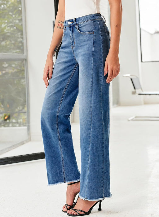 Women's Wide Leg Jeans High Waisted Stretchy Denim Pants