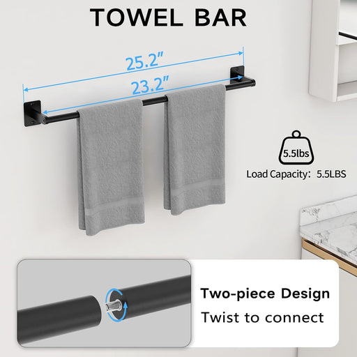 10-Piece Bathroom Accessories Set, 24 inch Towel Bar