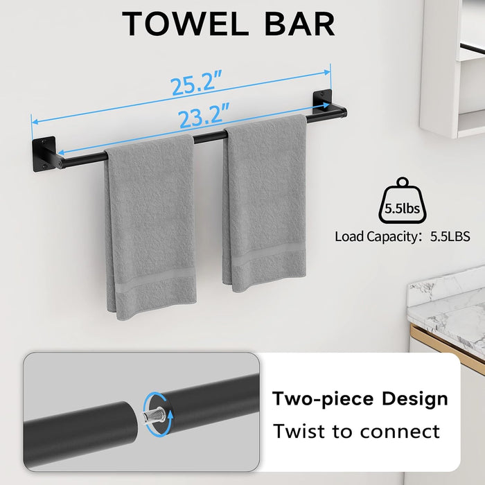 10-Piece Bathroom Accessories Set, 24 inch Towel Bar