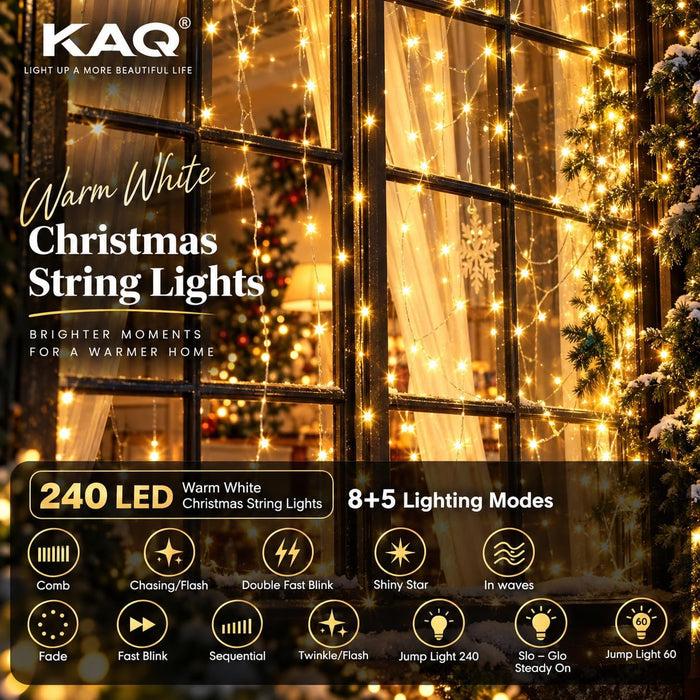 Connectable 240LED 88Ft String Lights, Christmas Lights Indoor Outdoor