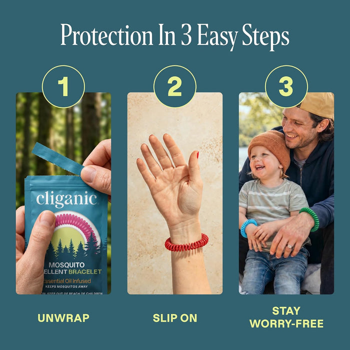 Mosquito Repellent Bracelets for Kids & Adults, Natural, 10 Pack