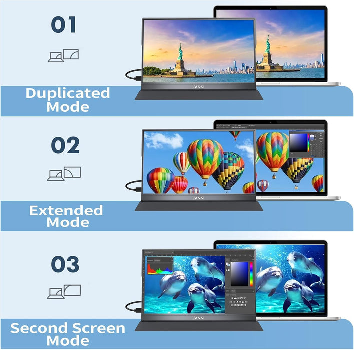 15.6" FHD 60Hz Portable Monitor USB-C HDMI IPS HDR Gaming Laptop