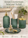 Glass Bathroom Accessories Set, Sage Green Bathroom Set, 4 Pcs